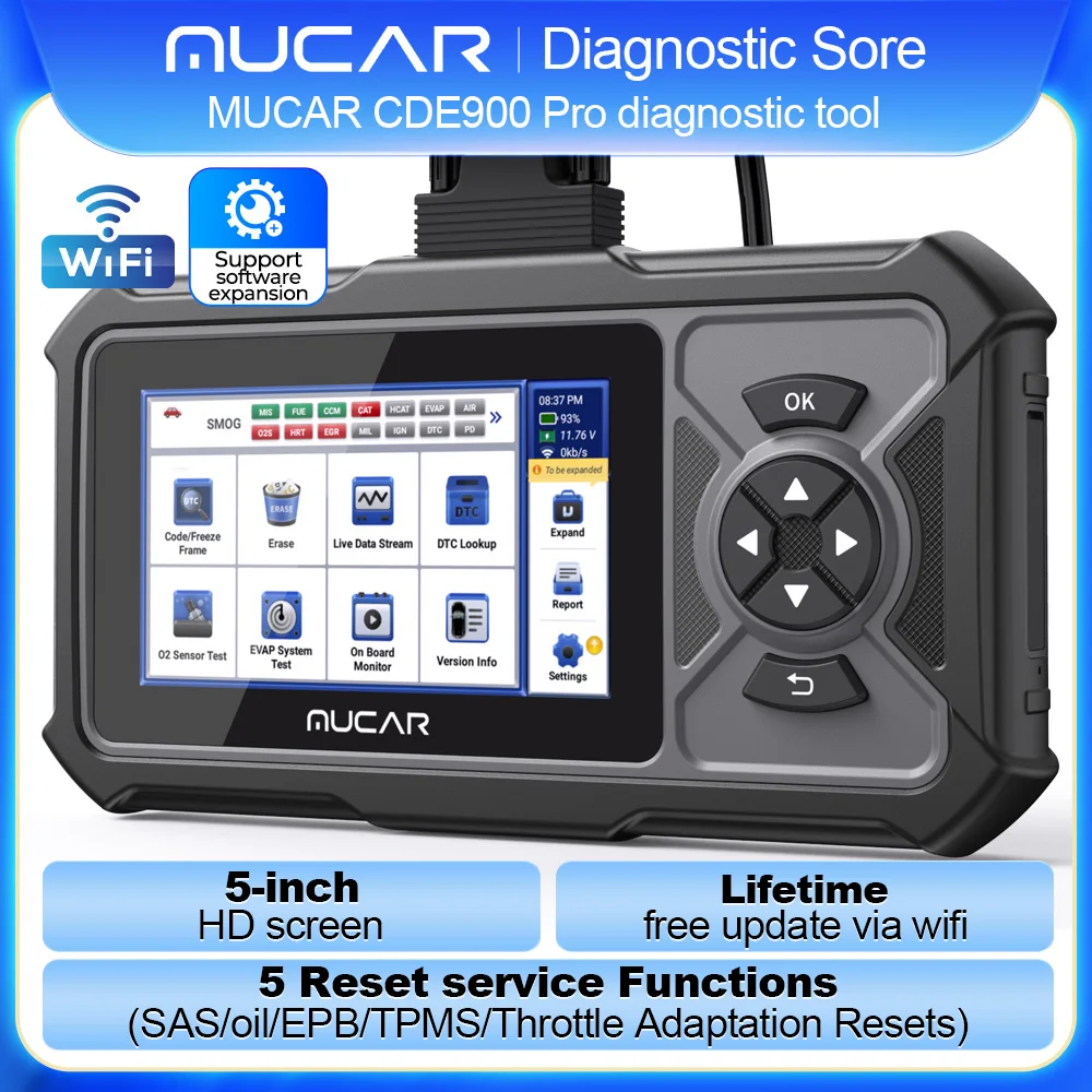 MUCAR CDE900 Pro/cde900 OBD2 herramienta de diagnóstico sistema completo diagnóstico 28 reinicio/mantenimiento Control bidireccional 32G almacenamiento obd 2 escáner