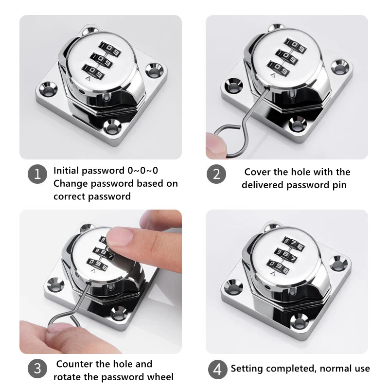 3-Digit Combination Locks Zinc Alloy Password Drawer Locks Mechanical Dial Cabinet Security Cam Lock Easy to Install combination padlock drawer lock