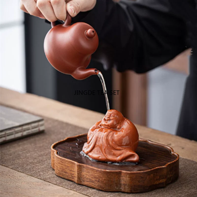 Creative Purple Clay Tea Pet Handmade Sculpture Crafts Chinese Tea Set Character Decoration Accessories