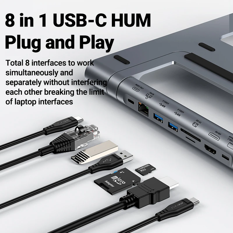 ˷̴ Ʈ ġ USB C   ̼, ƺ HP , 4K HDMI, USB3.1, PD LAN, SD, TF Ʈ Ʈ ĵ, 8  1