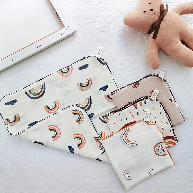 Cotton Baby Face Towel Newborn Baby Items 4 Layer Muslin Baby Bibs Handkerchief Soft Saliva Towel Triangle Feeding Burp Cloths 3