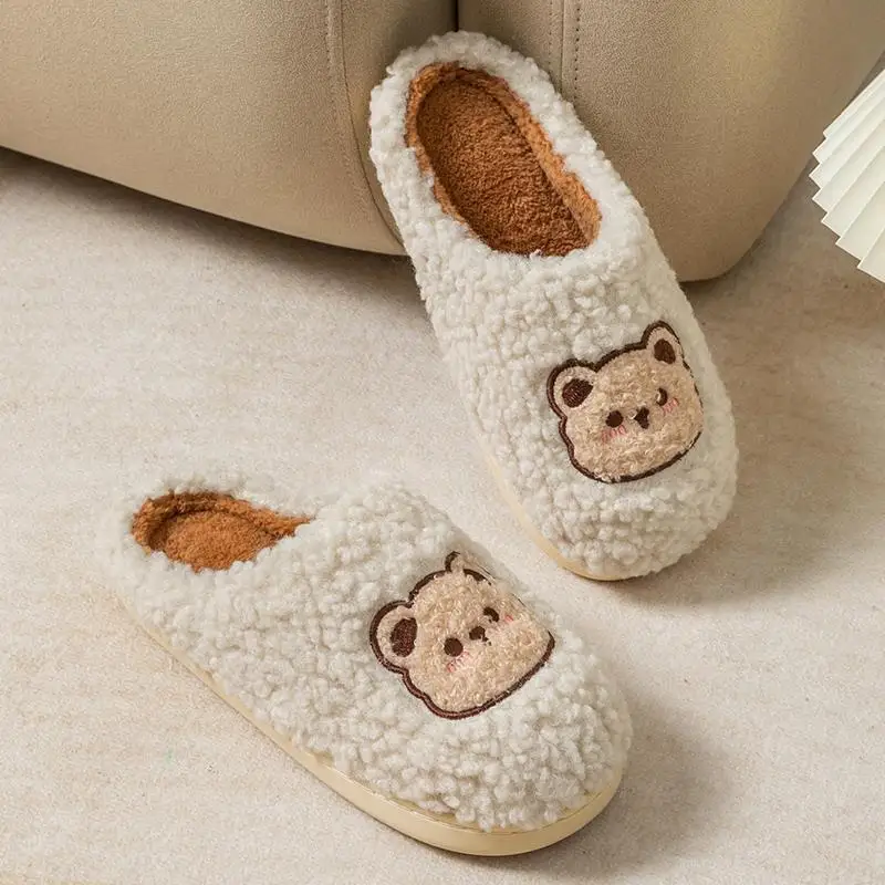 WDZKN Fashion Winter Women Home Slippers Cute Cartoon Flat Non