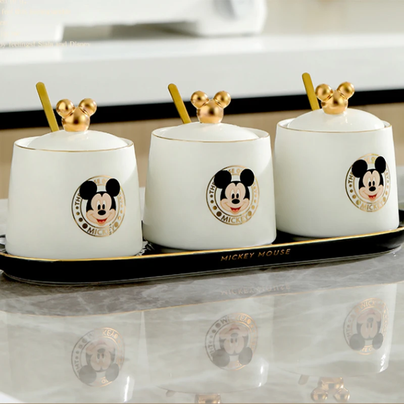 Disney Anime Mickey Mouse Cartoon Cute Ceramic Seasoning Pot