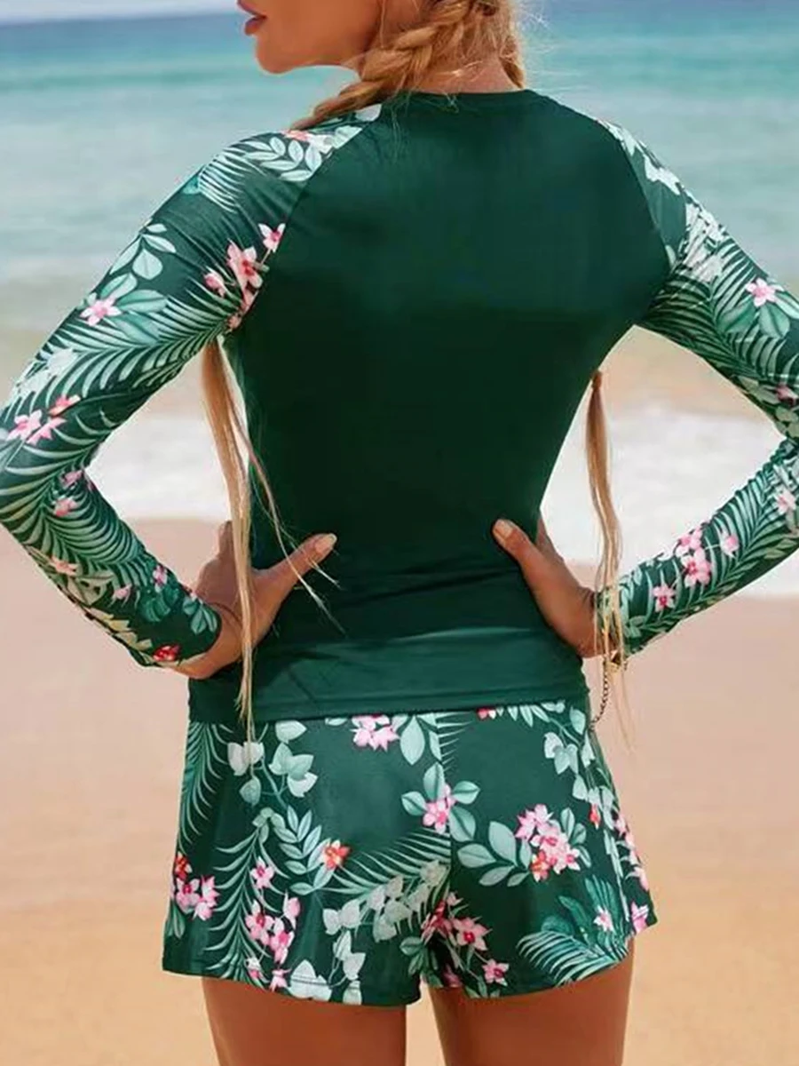 Rash Guard Long Sleeve Surfing Swimsuit Women Two Pieces