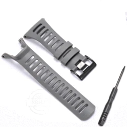 Durable Waterproof Silicone Replacement Watch Band with Rubber Strap - 24mm (Grey)
