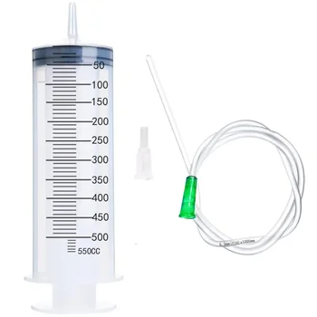 Large Capacity Syringe Syringes Reusable Pump Measuring 1m Tube Pet Feeding Big Syringe Liquid Enema Glue Filling 1