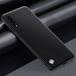 Luxury PU Leather Phone Case with Silicone Protection Back Cover for Samsung A70S (Matte Black)