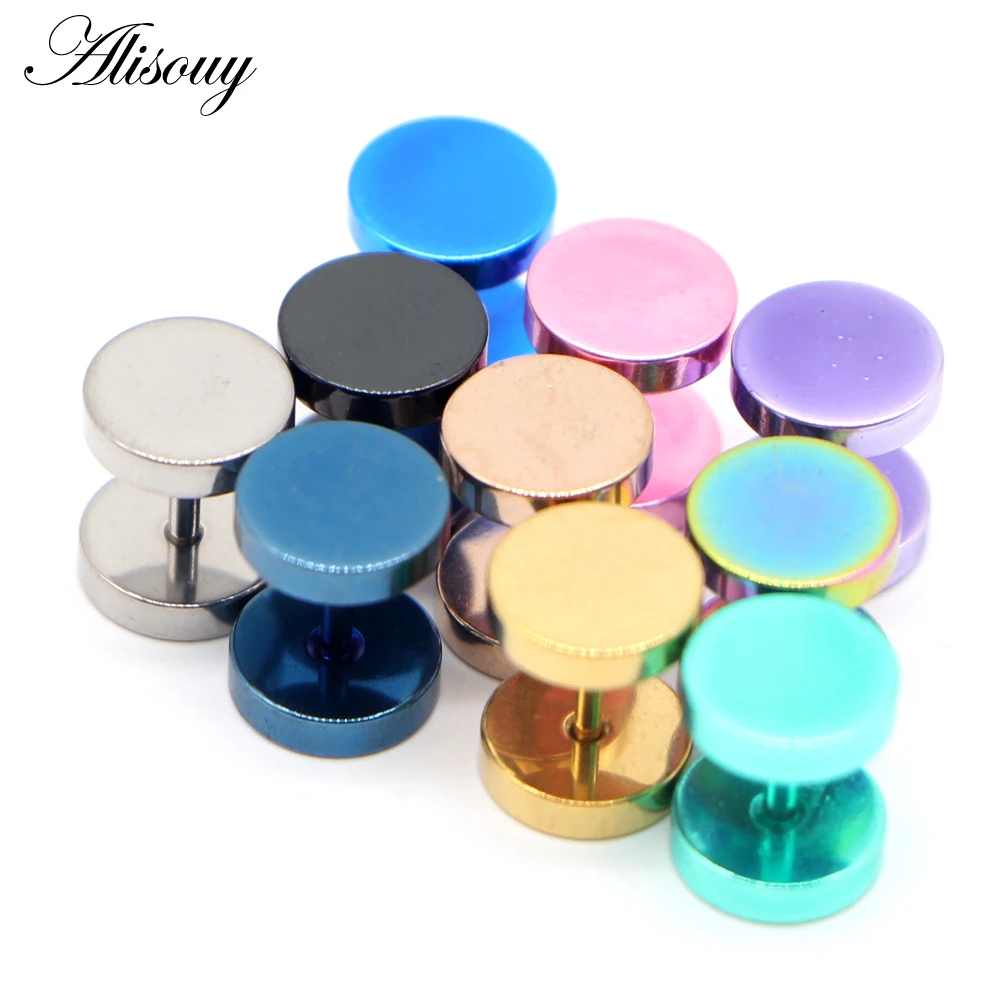 Man Women Barbell Ear Studs Earrings 1PC