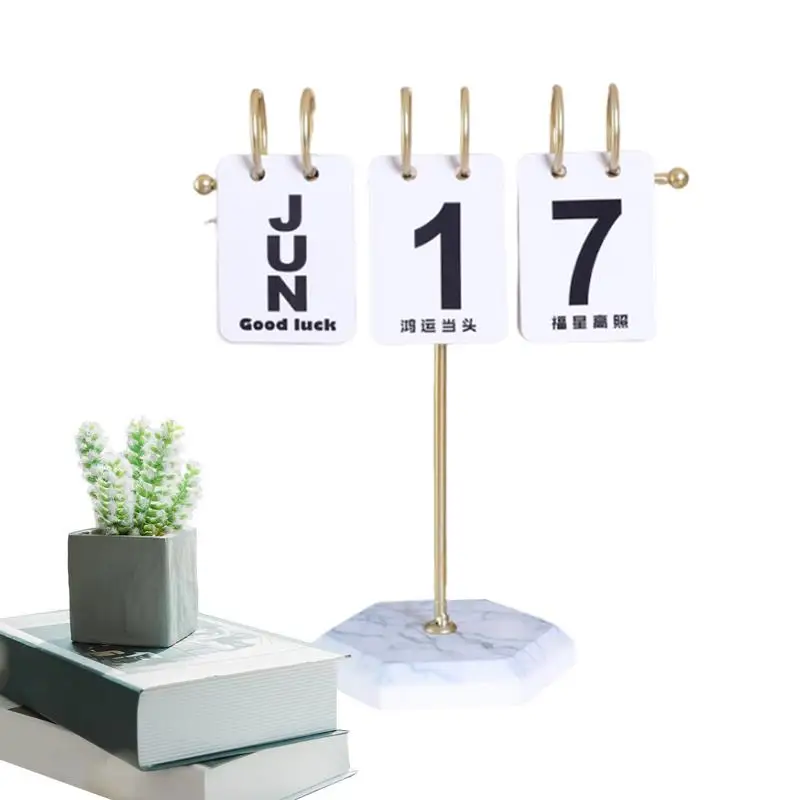 

Perpetual Desktop Calendar Reusable Metal Desk Calendar Daily Planner Perpetual Calendar Display Iron Frame Calendar Ornament