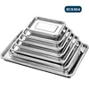 Rectangular Food Shallow Trays Stainless Steel Barbecue Fruit Storage Plate Steamed Dish Pastry Baking Pan Kitchen Utensils 6