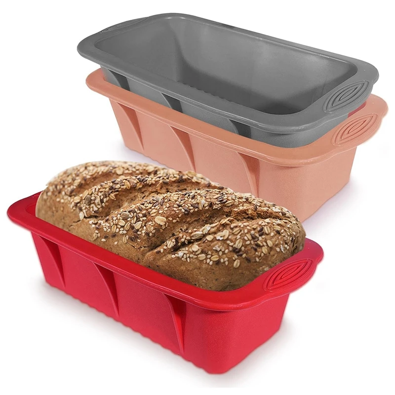 

3 Pack Bread Pan Loaf Pan Silicone Molds For Baking Silicone Bread Loaf Pan For Homemade Cakes, Breads, Meatloaf Durable