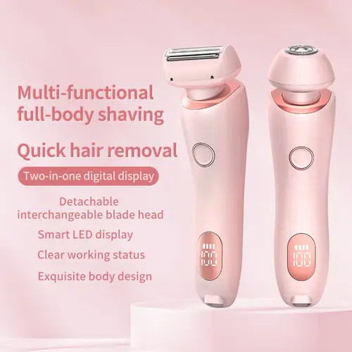 2 In 1 Women Electric Shaver Lady Razor Hair Removal Waterproof Wet or Dry for Underarm Bikini Leg Portable Painless Trimmer - Image 2