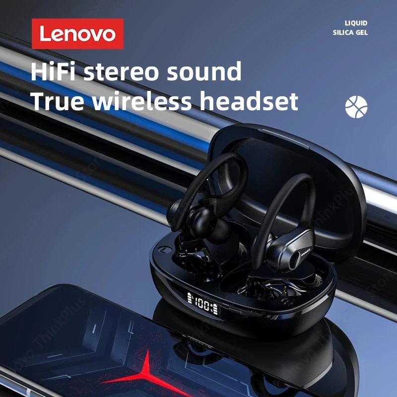 Wireless Sports Bluetooth Headphones Earhook Noise Reduction Impermeável Gaming Earphone com Microfone Original Pcs Pcs Pcs Pcs Lenovo-lp75 - Image 3