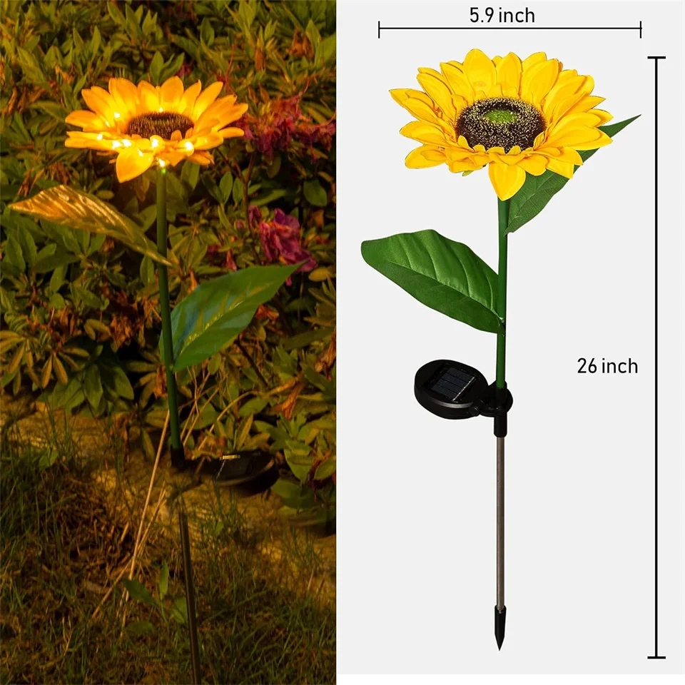 Description Picture 6 of itemLED Solar Sunflowers Rose Flower Light Home Decorative Flower Lights Garden Decoration Lawn Lamp Waterproof Landscape Rose Light