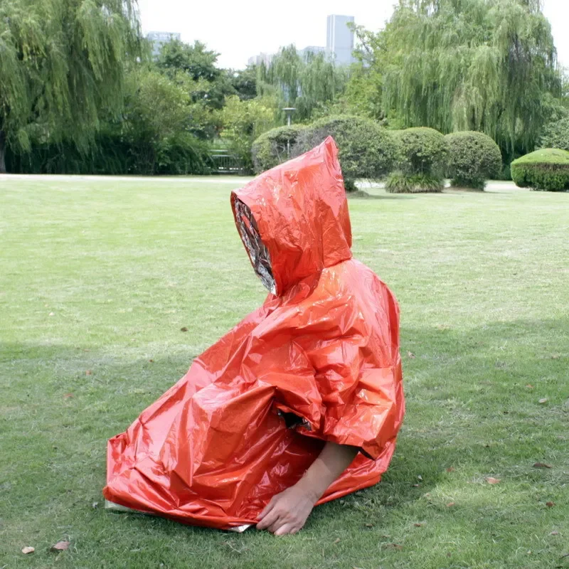 Outdoor Multifunction Raincoat Camping Raincoat Waterproof Survival Emergency Reflective Clothing Camping Gear camping raincoat