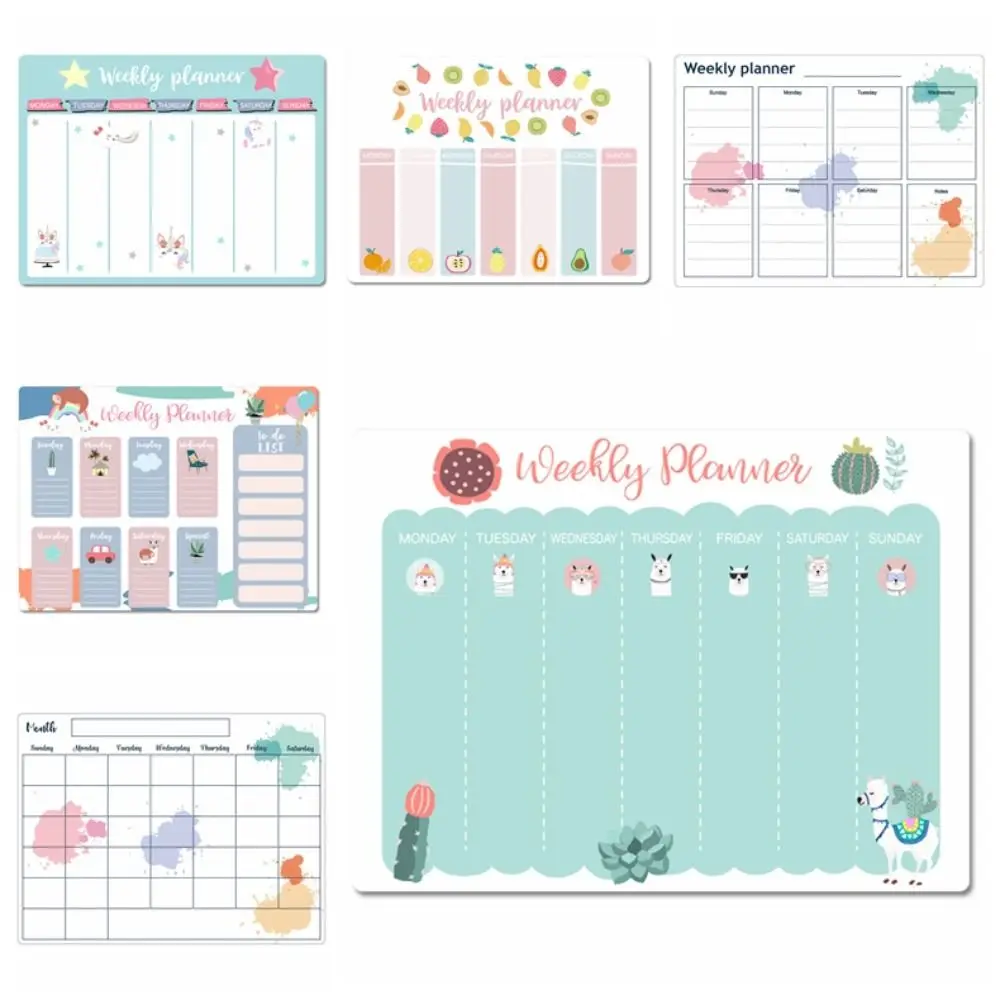 

Week Daily Planner Magnetic Planner Sticker Kawaii Grocery List Plan Notepad Magnetic Fridge Sticker Whiteboard Work Plan Menu