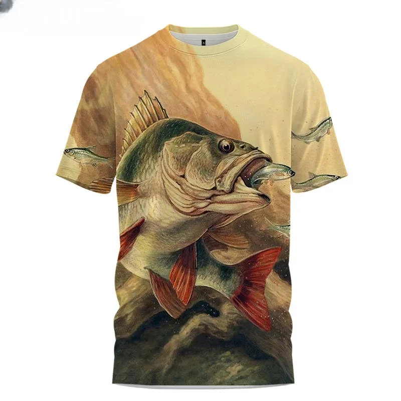 

Summer Short Sleeve Top Carp Fishing 3D Printed Men's T-shirt Fashion Short Sleeve Street Men's T-shirt