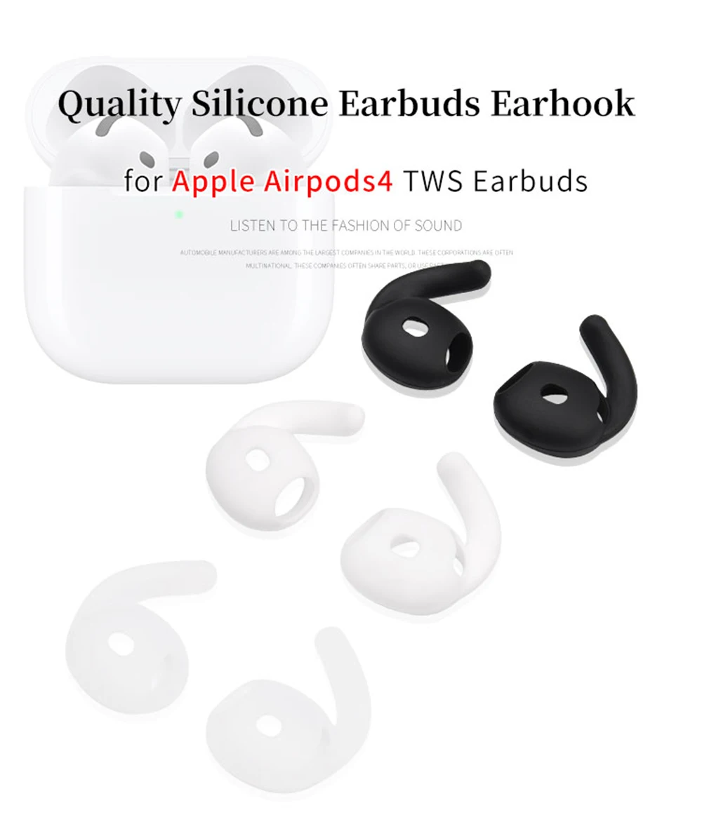 4Pcs Silicone Ear Tips for Apple Airpods4 True Wireless Earbuds Eartips Airpods 4 TWS Earhook headphones Tips Anti-drop Hooks