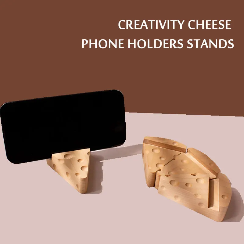 

Creativity Mobile Phone Holders Wood Quality Cheese Home Decoration Figurines Lazy Person Mesa Miniature Decoration Phone Stands