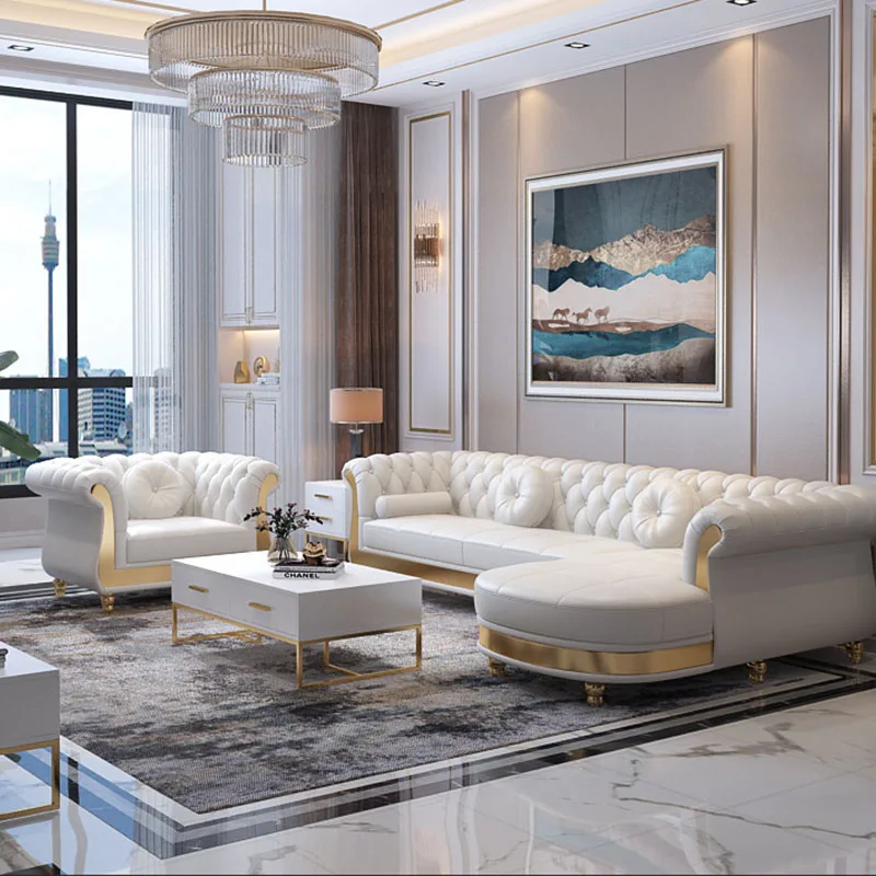 Dodiy Modern LShaped White Corner Sectional Sofa 5Seater Loveseat