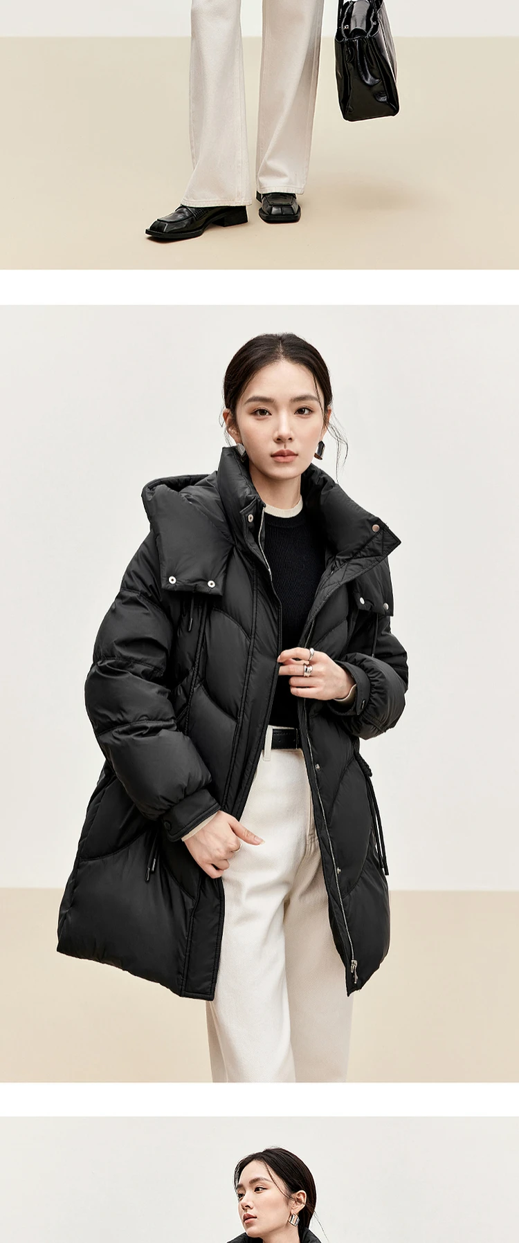SENTUBILA 90% White Duck Down Coat Women 2024 Winter Thick Stand Neck Long Down Coat Puffer Jacket Women Outerwear W44Y56274
