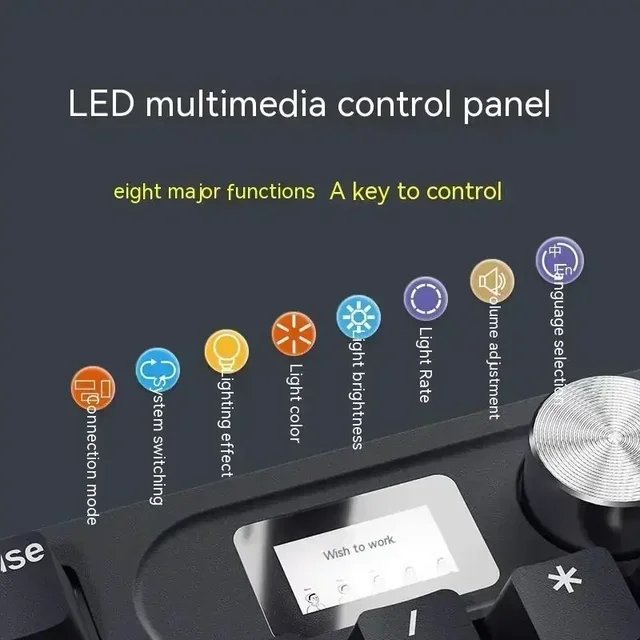 LANGTU LT104 Wired Smart Screen Mechanical Keyboard RGB Hot-swappable Multi-function Knob Conflict-free Gaming Keyboard 5