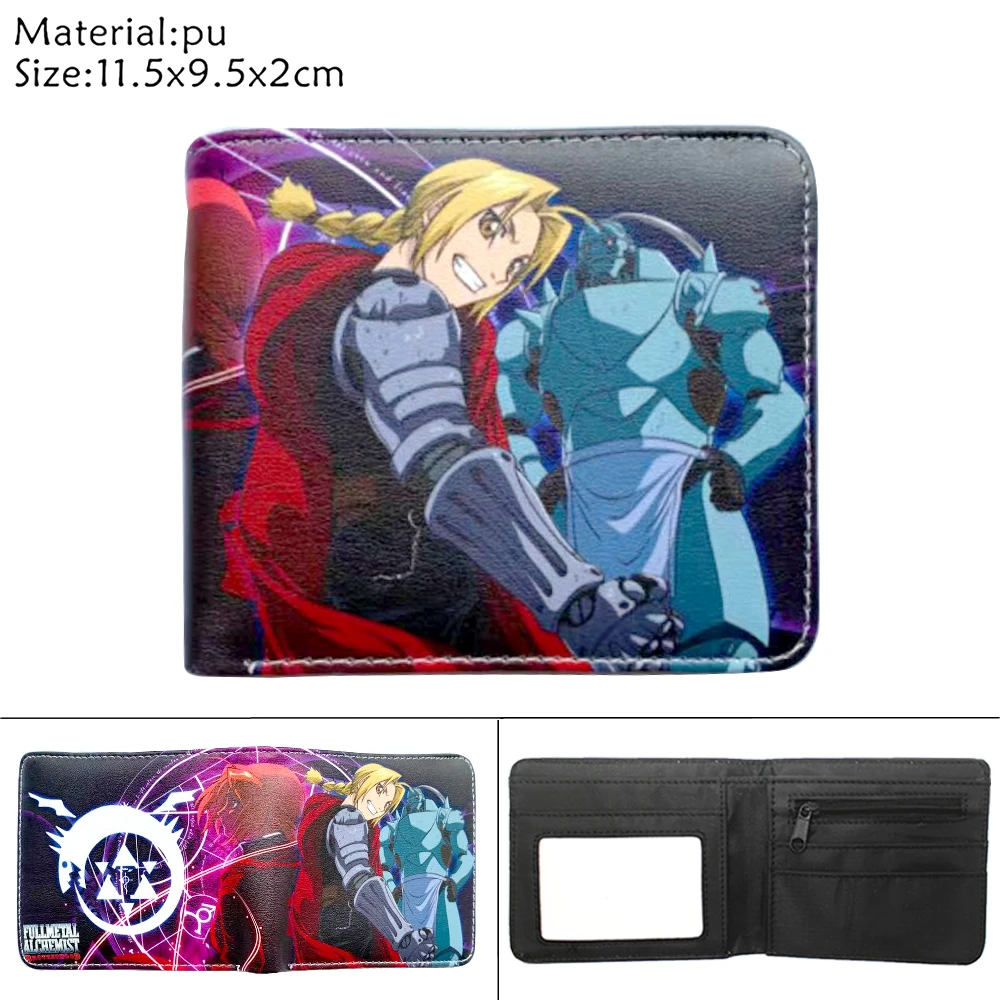 

Anime Fullmetal Alchemist Wallet Cartoon PU Short Photo Card Leather Boys Girls Coin Zipper Pocket Student Teenager Purse