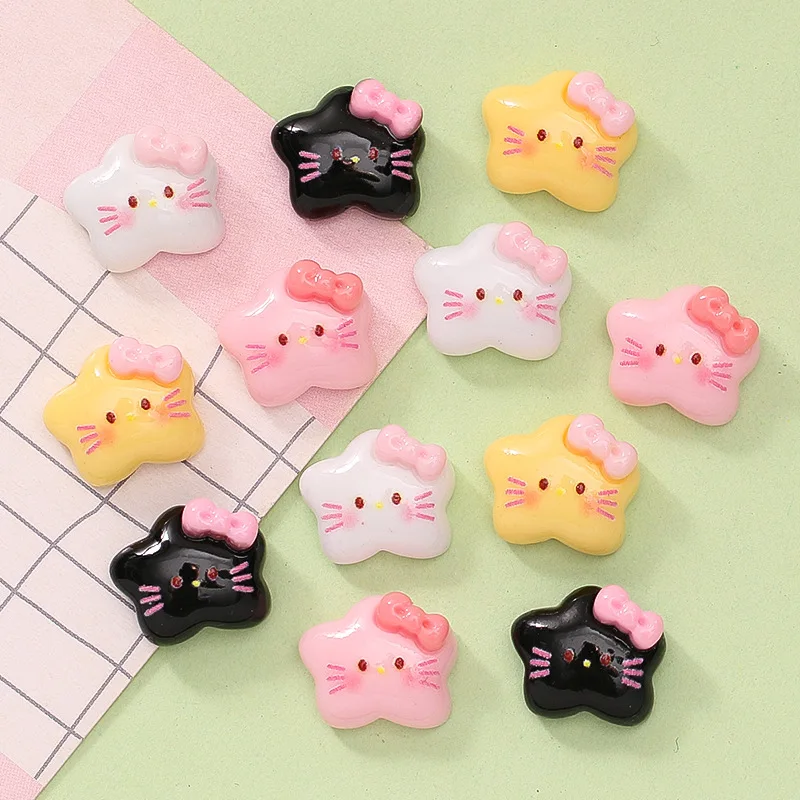 

20 Pcs Brand New Mini Kawaii Cartoon Bowknot Kitten Star Resin Scrapbook Diy Jewelry Kids Gift Hairpin Accessories