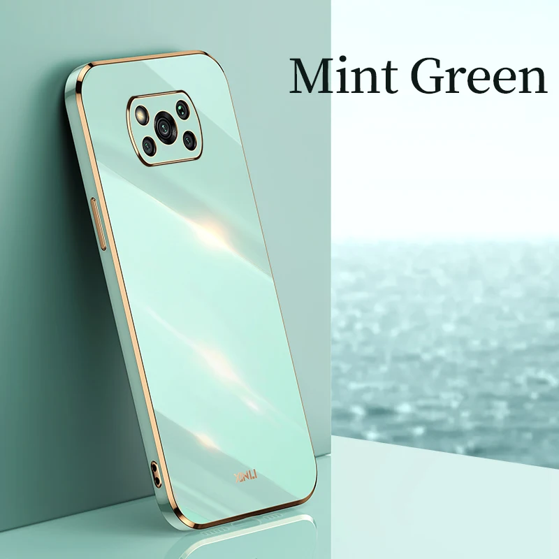 Luxury Gold Frame Silicone Phone Case with Plating Finish - Soft Back Cover