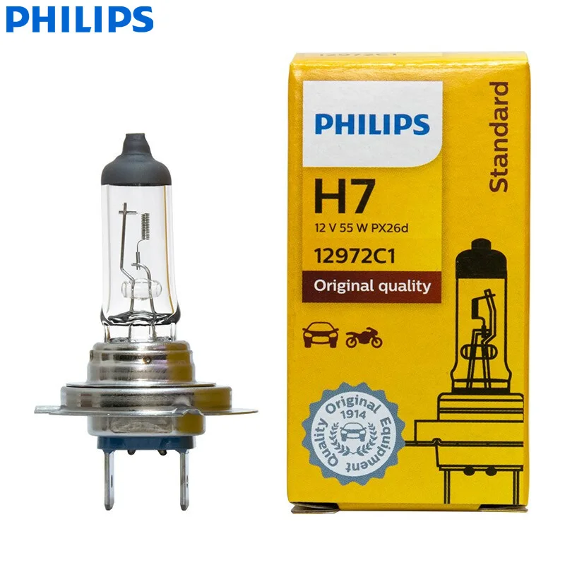 PHILIPS 12972WVUSM WhiteVision - Bombilla para faros delanteros de  automóvil, H7 55 W, haz alto, halógeno, haz corto, PX26d 4200K, color  blanco