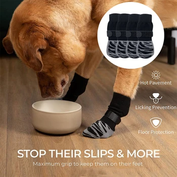S76c6a6c07db4420fb0b2bff47c7def9cw.jpg Outdoor Pet Dogs Breathable Socks Black Tie Anti-shedding Medium Large Dog Non-slip Socks Waterproof Dogs Shoes Pet Supplies