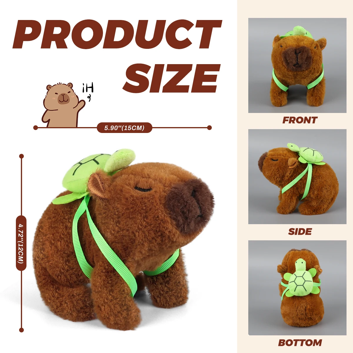 1Pc Simulation Electronic Plush Capybara Back Turtle Walking Sound Moving Mouth Doll Pet Toys For Birthday Gift