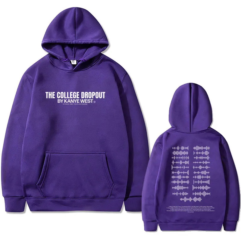 Rapper Kanye West The College Dropout Music Album Soundwave Tracklist Graphic Hoodie Men Women's Hip Hop Oversized Sweatshirt