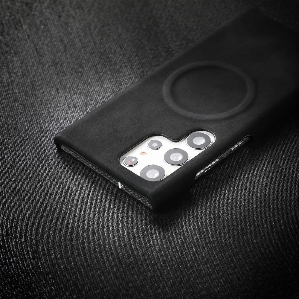 Luxury Sheepskin Leather Magnetic Phone Case with Magsafe Wireless Charging and Shockproof Protection