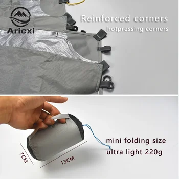 ARICXI Ultralight Hiking Cycling Raincoat Outdoor Awning Camping Mini Tarp Sun Shelter Updated 15D Silicone & Silver Coating 5