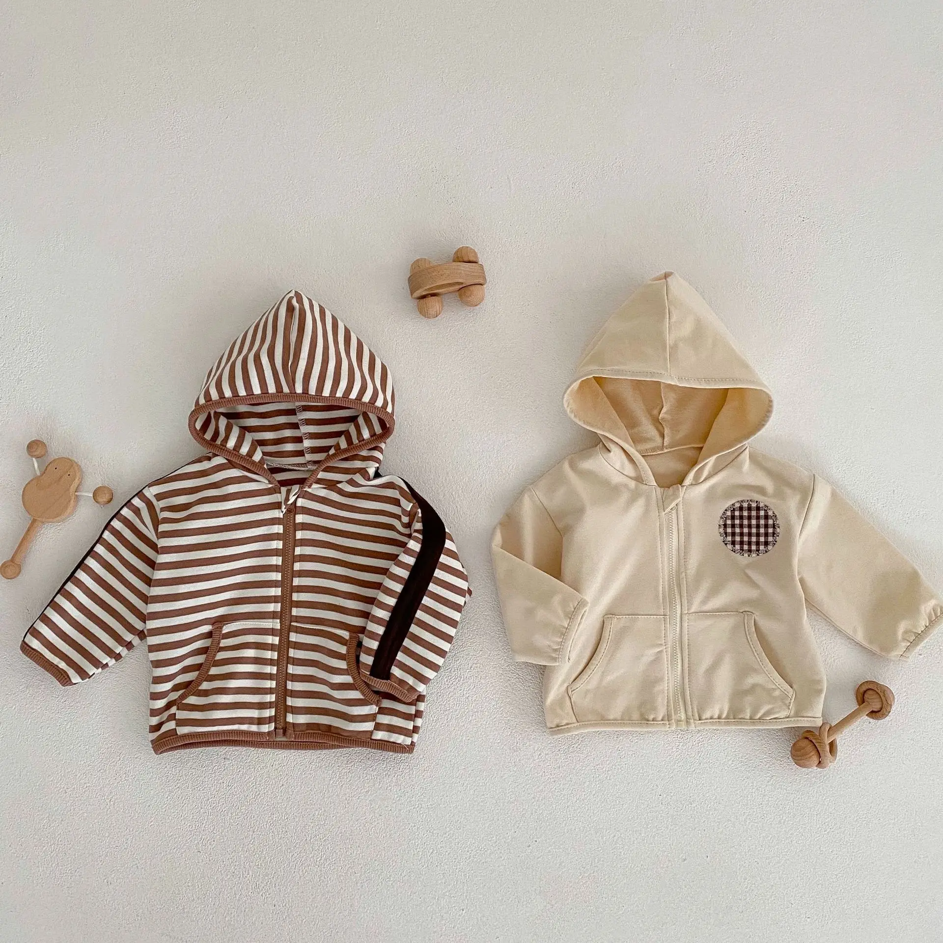 

Infants and Toddlers Unisex Hooded Zipper Long Sleeve Coat Newborn Cardigan