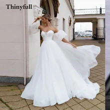 

Elegant Long A Line Sweetheart 2022 Wedding Dresses Short Sleeves Princess Country Bride Bridal Night Gowns Vestidos de festa