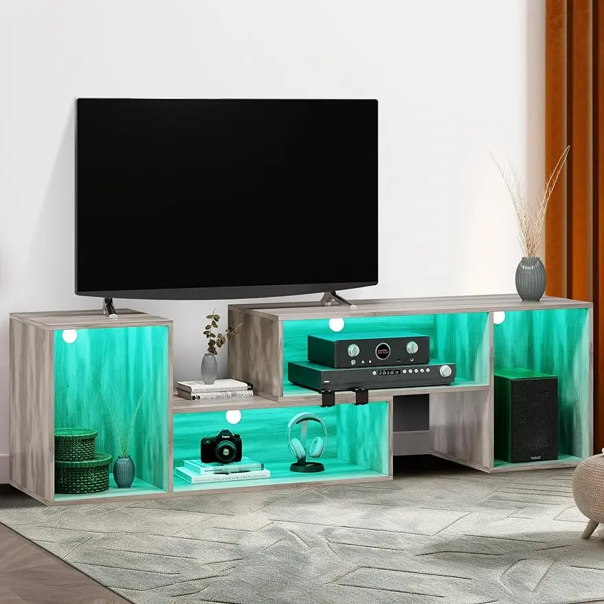 

TV Stand w/LED Strip,Deformable Entertainment Center for 75/70/65/60/55/50/45inch TVs,Gaming TV Consoles Media Console,3 Colors