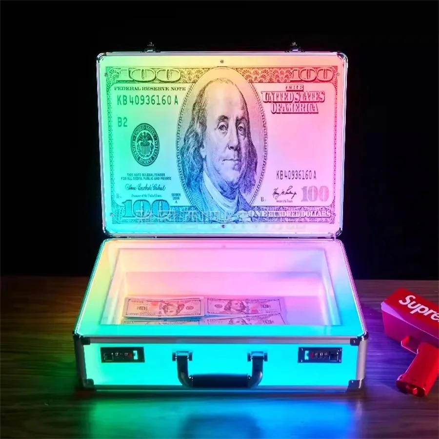 Bar Club US Dollar 100 Money Case Carrier Holder Box LED Bottle Presenter suitcase display VIP currency briefcase