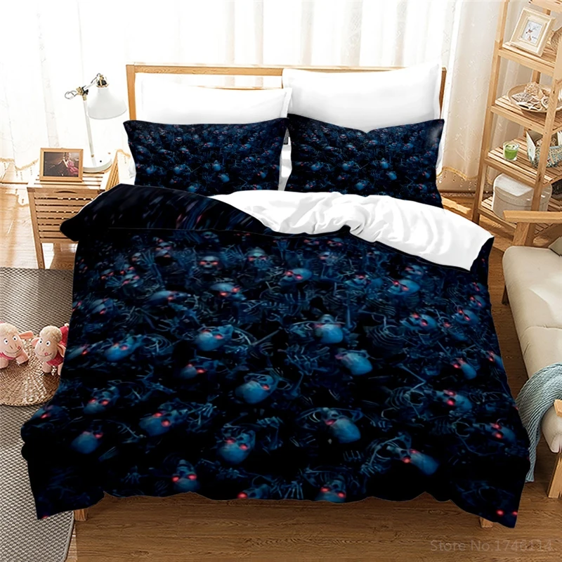

Scary Human Skeleton Skull 3D Bedding Set Queen King Size Duvet Cover Set 2/3pcs Comforter Cover with Pillowcase Set Bedclothes