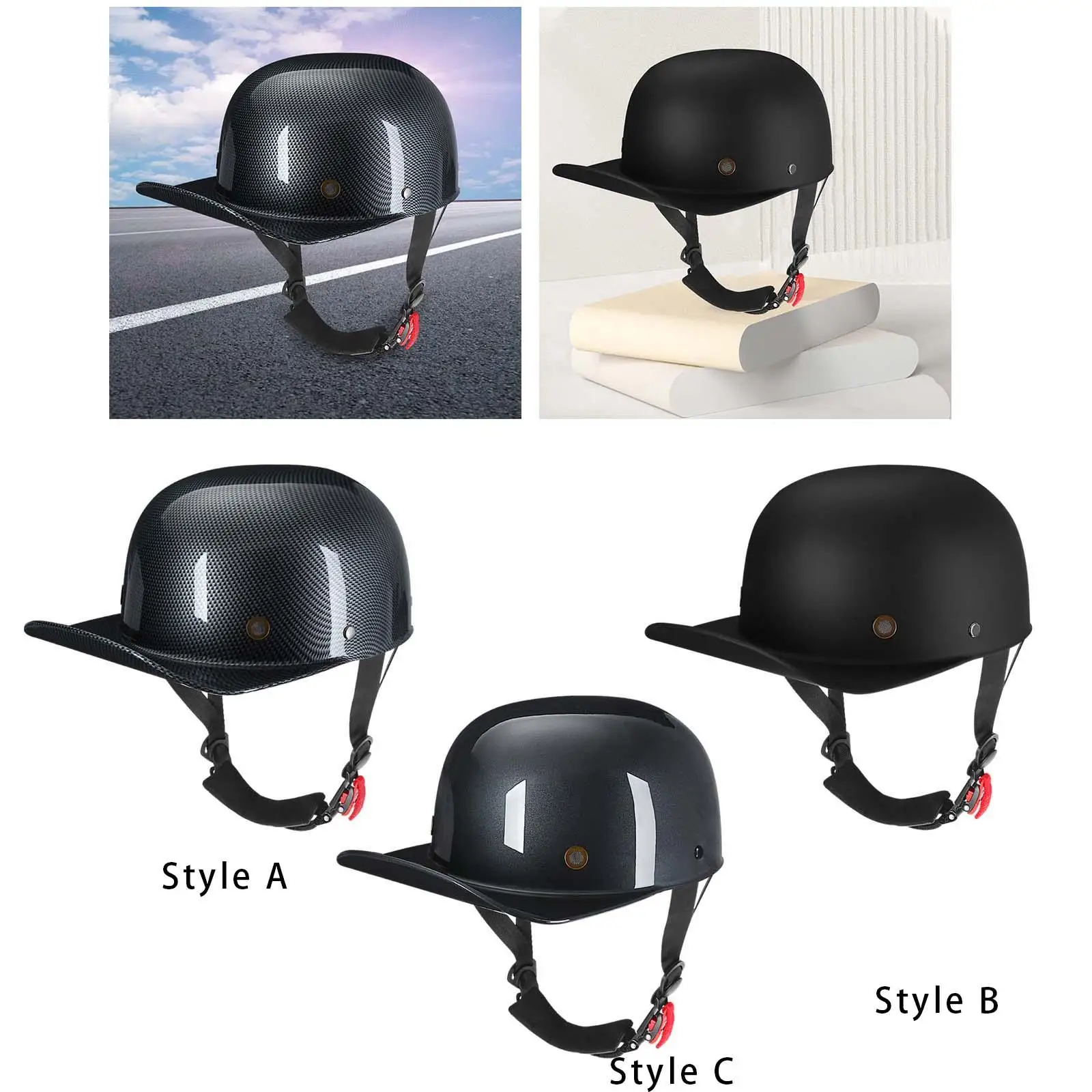 Retro Motorcycle ATV Helmet Open Face Helmet Strong and Drop Resistant Half Helmet for Head Circumference 58-60cm