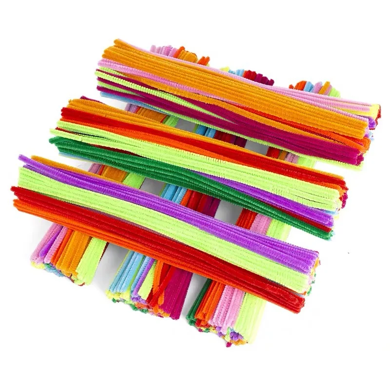 Chenille Pipe Cleaners 100PCS Colorful Twisted Rod Wool Root Fluffy Bar Iron Wire DIY Handcraft Decorations
