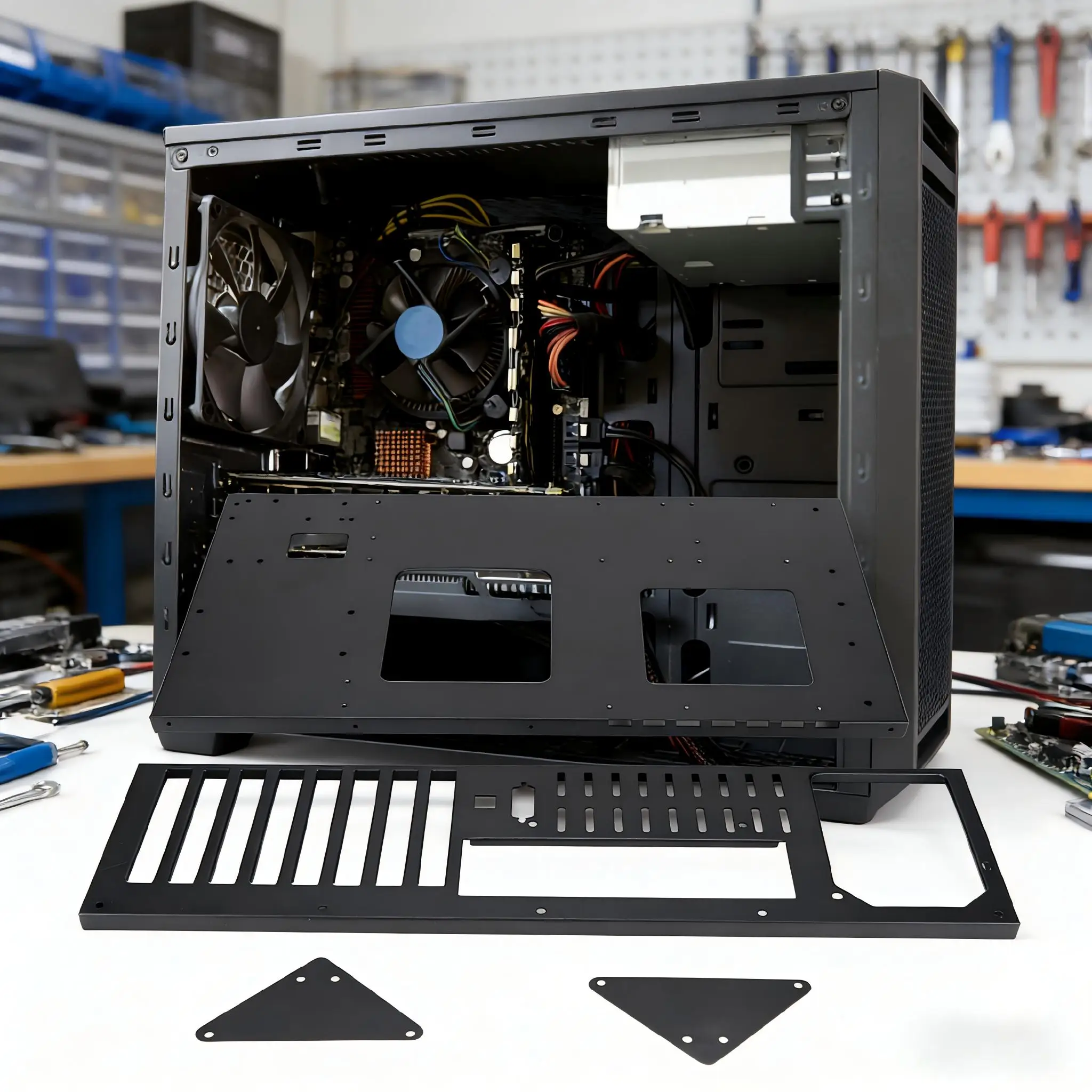 오픈형 컴퓨터 케이스 305x245mm 마더보드 섀시 고품질 SECC 소재 표준 ATX 전원 공급 장치 컴퓨터 액세서리