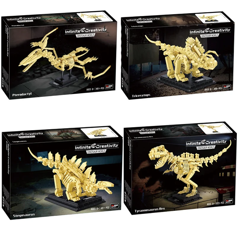 Детский конструктор динозавр Юрского периода серия World Park T-rex Triceratops скелет