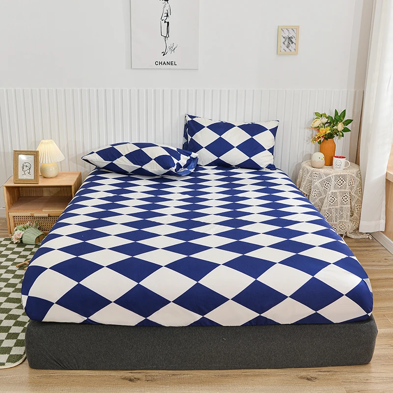 New Printing Fitted Bed Sheet King Queen Mattress Cover Protector Pad Bed Cover Bed Linens with Elastic Room Decor Antibacterial 2