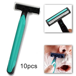 10 pcs Single-use Shaver Handheld Portable Double-edged Shavers Indoor Hotel Shaving Tool Accessories with Rubber Handle