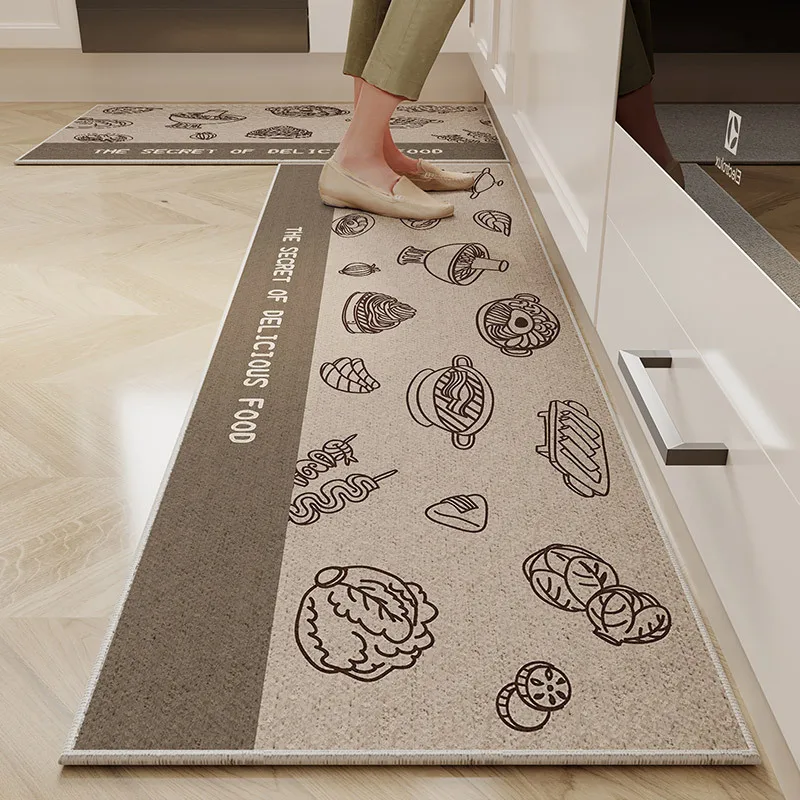 VIKAMA 1/2 Piece Kitchen Floor Mat Strip Cut Crystal Velvet Floor Mat Dirt Resistant Non-Slip Foot floor mat