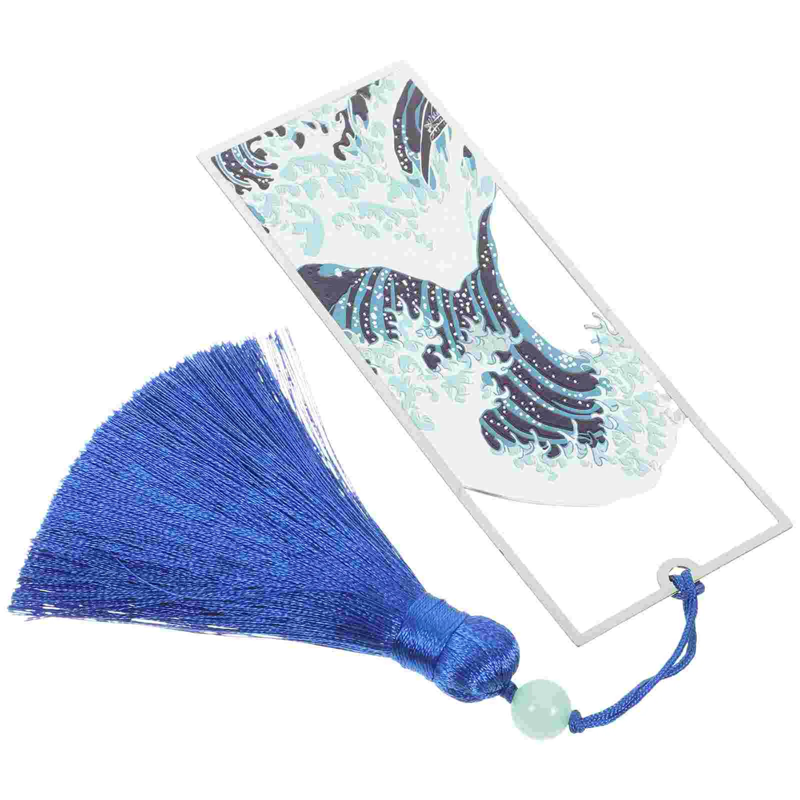 1Pc Ocean Wave Bookmark Decorative Tassel Bookmark Gift Graduation Present Blue