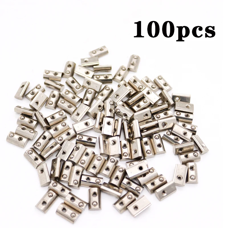 Half Round Elasticity Roll-in T Spring Nuts M3 M4 M5 M6 100pcs for Aluminum Profiles Groove
