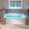 60" White Alcove Acrylic Jetted Tub with Heated Soaking and LED Lights Left Drain BS6030L 2